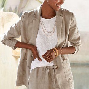 Garnet Hill Washed Linen Blazer - Medium NWT